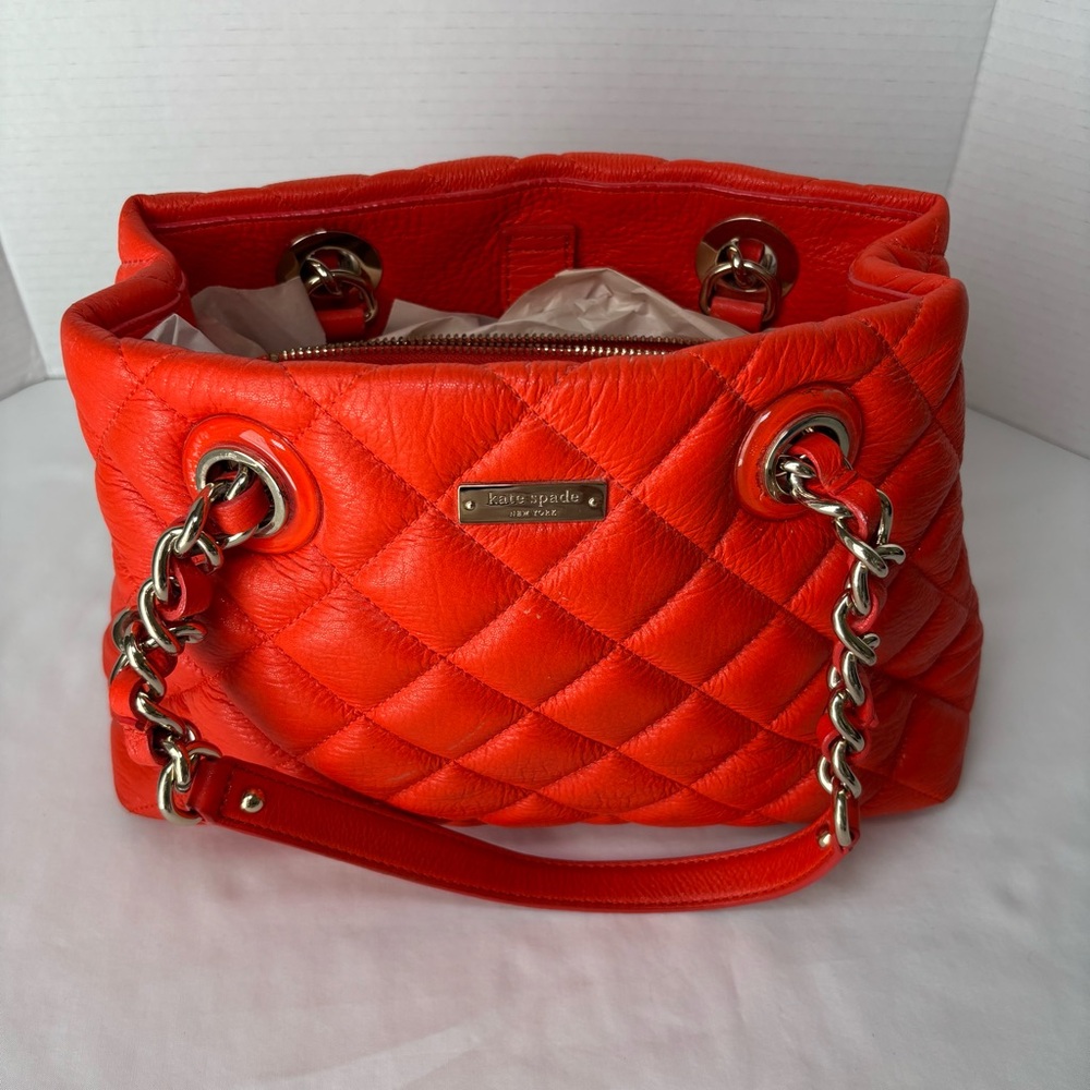 Kate Spade Orange Quilted Leather Bag